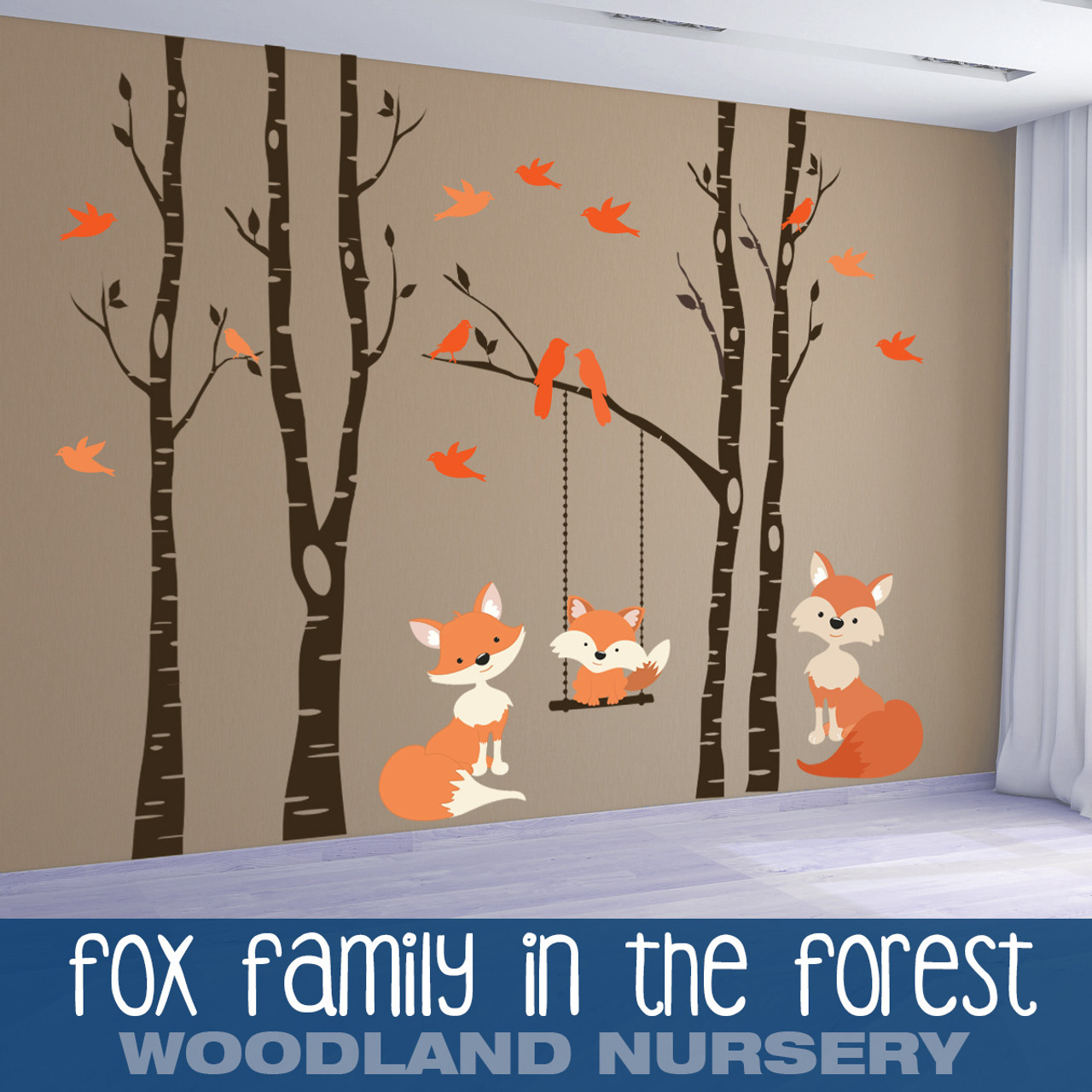 Large Wall Vinyl Tree Forest Decal Birch Woodland Nursery Sticker