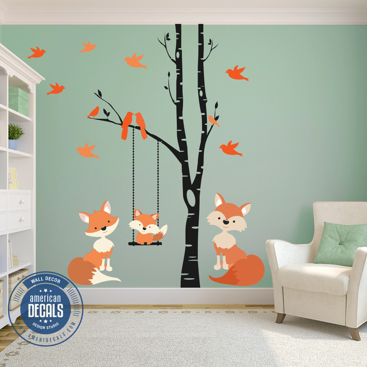 woodland tree wall shelf