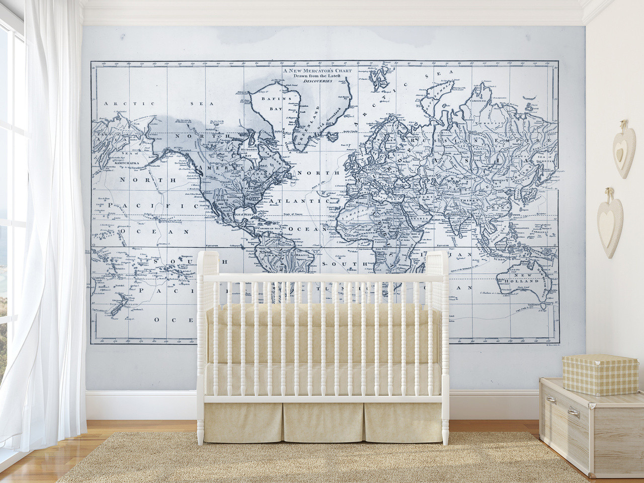 Vintage WORLD Atlas MAP Wall Vinyl Decal Mural 38x26