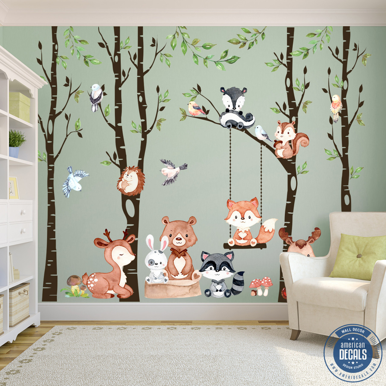 Kids Newest cute cartoon animals tree house baby Wall Décor children  bedroom room decor wall stickers removable kids nursery decal sticker