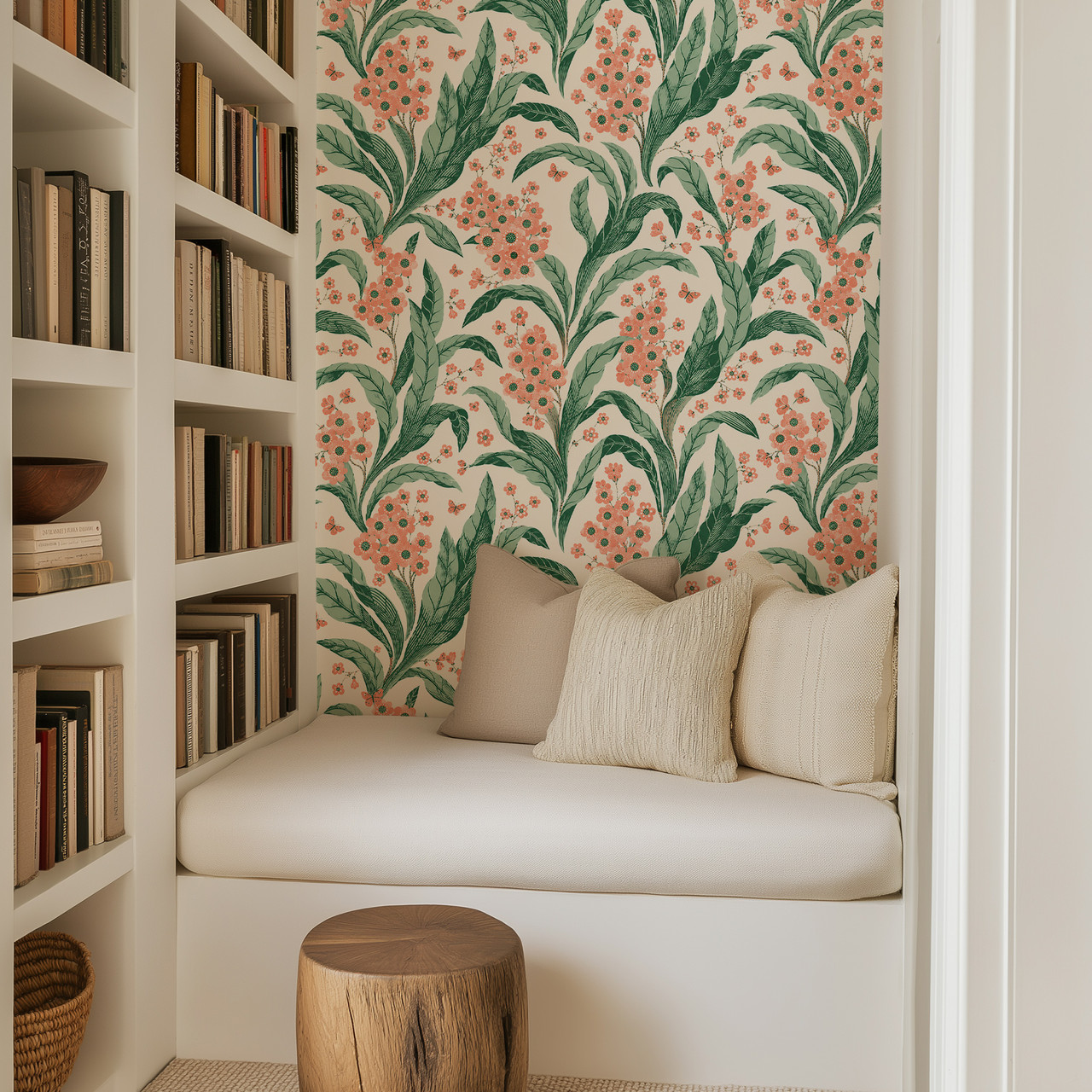 Ingrid Botanical Wallpaper | Green Floral Scandinavian Cottage