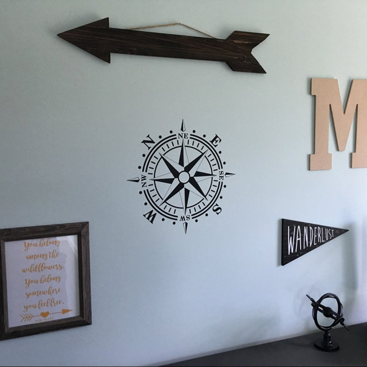 Wall Decal Compass Rose Nautical Beach Sailing Decor