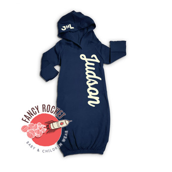 Baby Boys Hooded Gown Newborn Personalized 