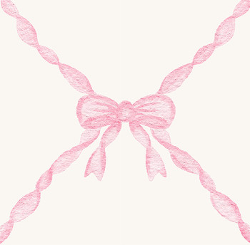Pink Bow Trellis wallpaper featuring hand-drawn pastel ribbon trellis pattern