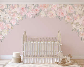 DELANEY IRENE CANOPY Blush Pink Watercolor Peony Wall Decal 