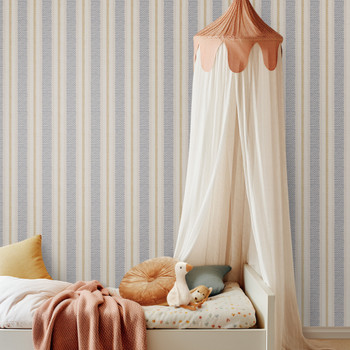 Blue Gold Stripes Removable Wallpaper
