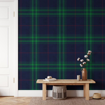 Navy Blue & Green Tartan Plaid Removable Wallpaper Navy Blue & Green Tartan Plaid Removable Wallpaper