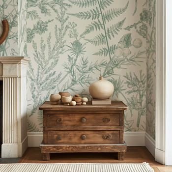 Sage Green Eucalyptus Fern Botanical Wildflower Wallpaper Sage Green Eucalyptus Fern Botanical Wildflower Wallpaper