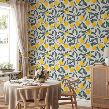 LEMONS Botanic Watercolor Scandinavian Wallpaper