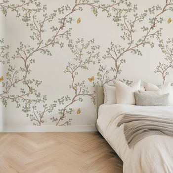  Woodland Chinoiserie Wallpaper Floral Trees