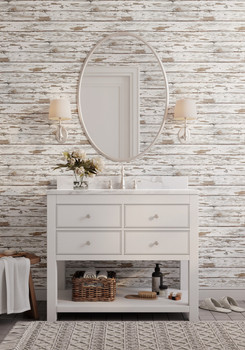 Rustic Wooden White-Washed Wallpaper - 26in x 26in pattern repeat