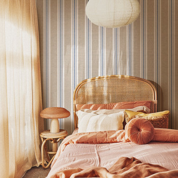 Blue Tan Striped Wallpaper, Coastal Stripe Wallpaper