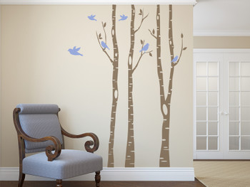 3 River Birch Trees Wall Decal Forest 