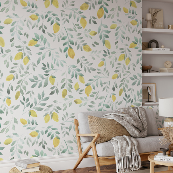 LEMONS Botanic Watercolor Fruit Wallpaper LEMONS Botanic Watercolor Fruit Wallpaper