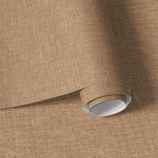 faux burlap jute wallpaper in terracotta with woven linen texture