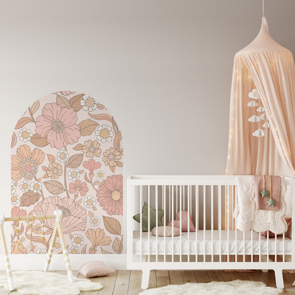 ASPEN Pink Floral Wall Arch Decal 