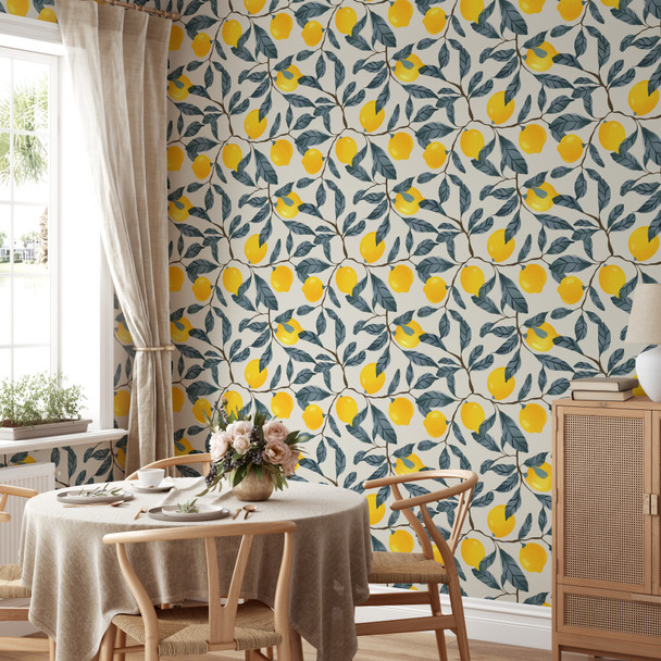 LEMONS Botanic Watercolor Scandinavian Wallpaper