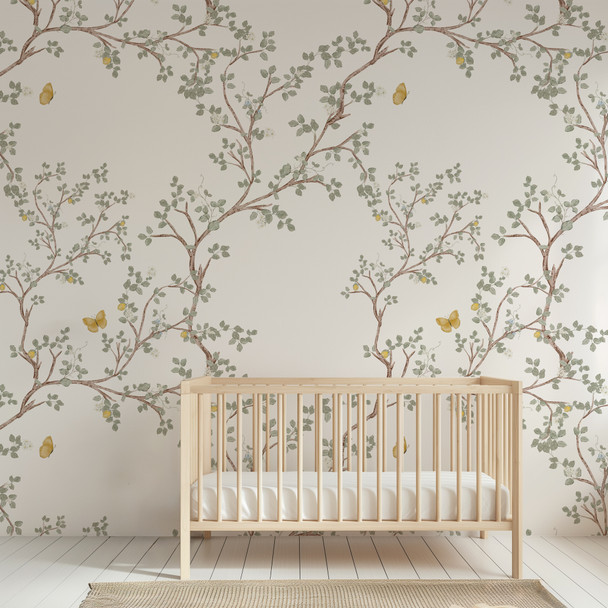  Woodland Chinoiserie Wallpaper Floral Trees
