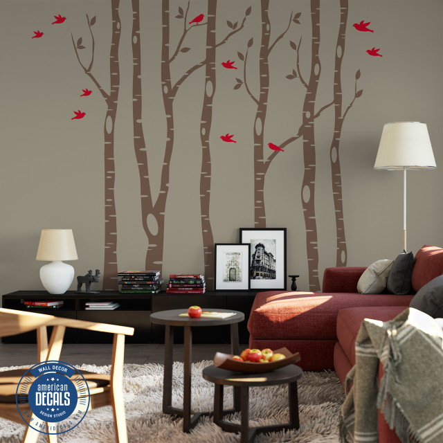 6 Wall Decals Nursery Trees Birch Woodland Forest