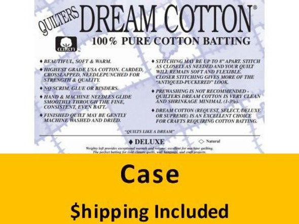 N6TW Dream Cotton Natural  Deluxe Batting (Case (6), Twin 72 in x 90 in) shipping Included*