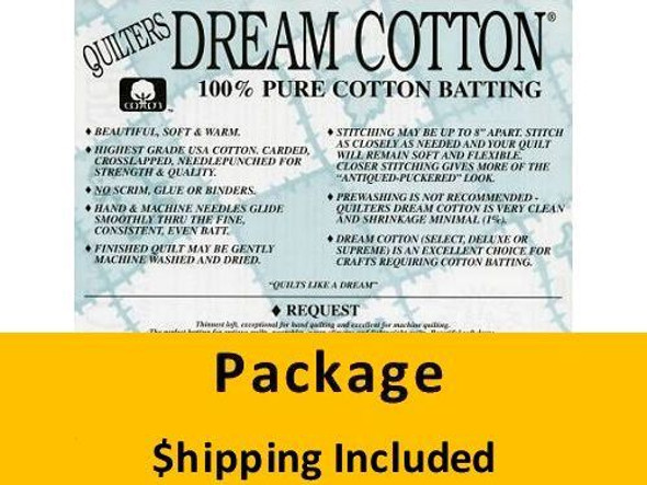 N3TWPK Dream Cotton Natural Request Batting (Package), Twin 72 in x 93 in) shipping included*