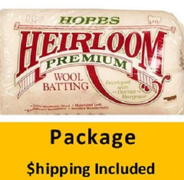 WL120 Hobbs Heirloom Premium Washable Wool Batting (Package, King 120 in x 120 in) shipping included*