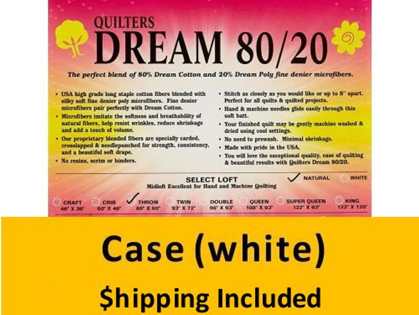 EWK Dream 80/20 White Select Batting (Case(4) King 122 in x 120 in) shipping included*