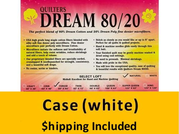 EWQ Dream 80/20 White Select Batting (Case(6) Queen 93 in x 108 in) shipping included*