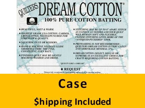 N3CR Dream Cotton Natural Request Batting (Case(24) Crib 46 in x 60 in) shipping included*