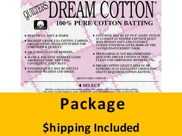 N4QPK Dream Cotton Natural Select Batting (Package, Queen 93 in x 108 in) shipping included*