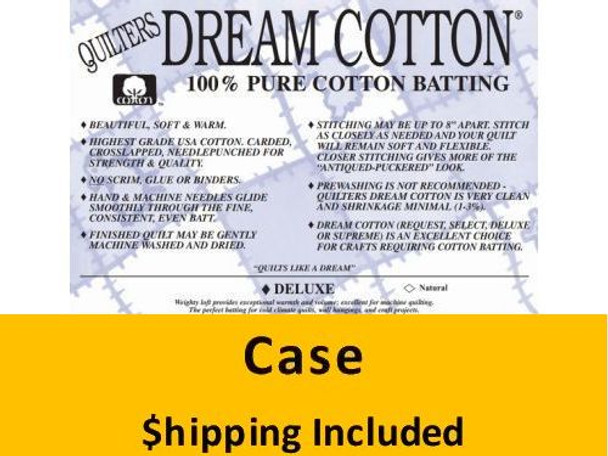 N6TH Dream Cotton Natural  Deluxe Batting (Case 12), Throw 60 in x 60 in) shipping Included*