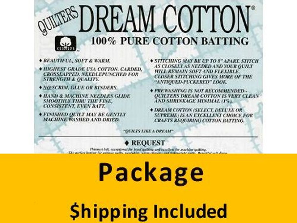 N3KPK Dream Cotton Natural Request Batting (Package, King 120 in x 120 in) shipping included*