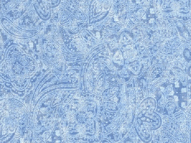 108 in. Light Blue w/ white Paisley Overlay Cotton Wide Backing Quilt Fabric - shipping included*