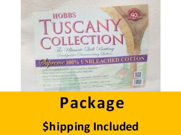 TUS120 Hobbs Tuscany Supreme Unbleached 100% Cotton Batting Package King