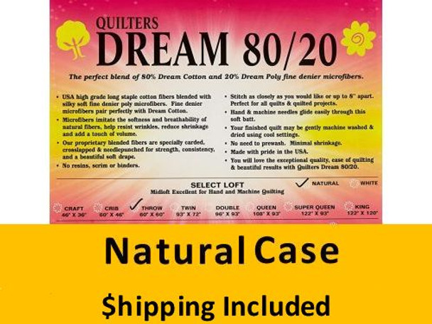 ENK Dream 80/20 Blend Natural Batting (Case (5), King 122 in. x 120 in.) shipping included*