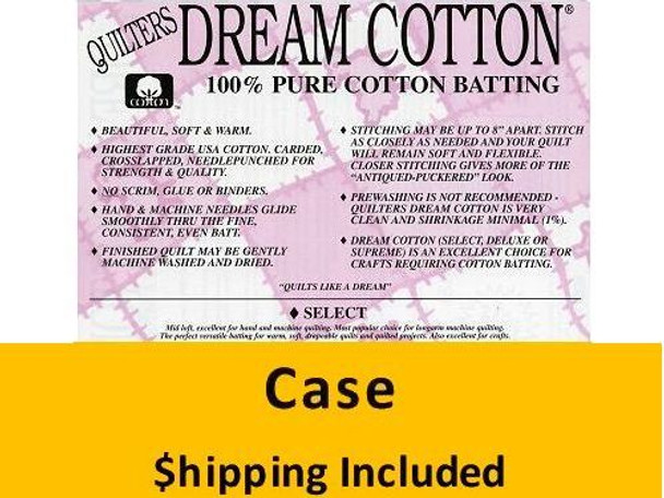 N4Q Dream Cotton Natural Select Batting (Case (6), Queen 108 in x 93 in) shipping included*