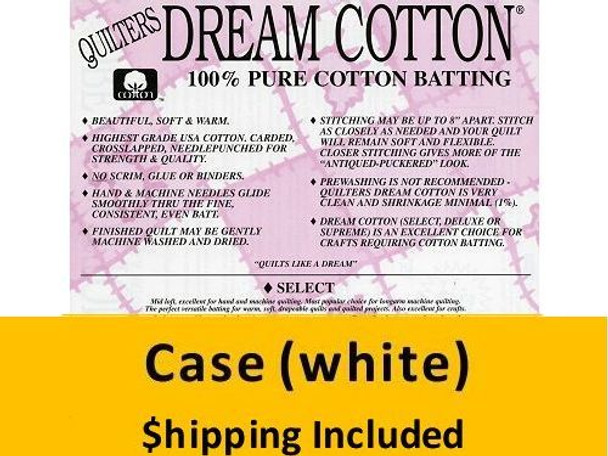 W4-3Q3TW Dream Cotton White Select Batting (Case, 3 Queens 3 Twins) shipping included*