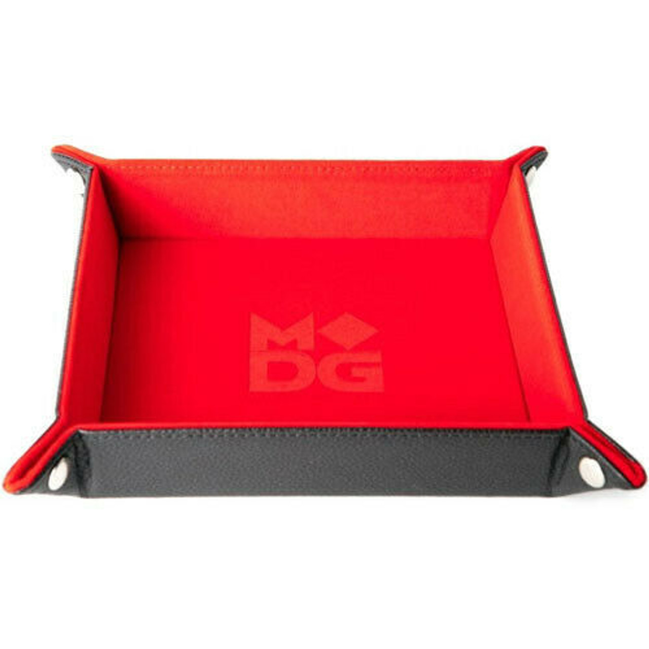 Velvet Folding Dice Tray w/ Leather Backing - 10"x10" - Red