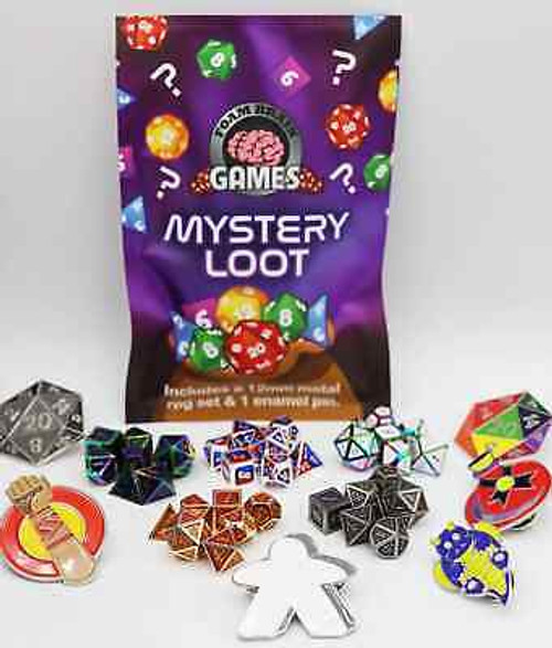 DICE - EPIC MYSTERY LOOT: MINI METAL RPG SET + ENAMEL PIN -=NEW & SEALED=-