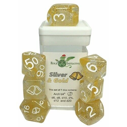 R4I Dice w/ Arch'd4: Diffusion - Silver & Gold (Holiday Dice Set)