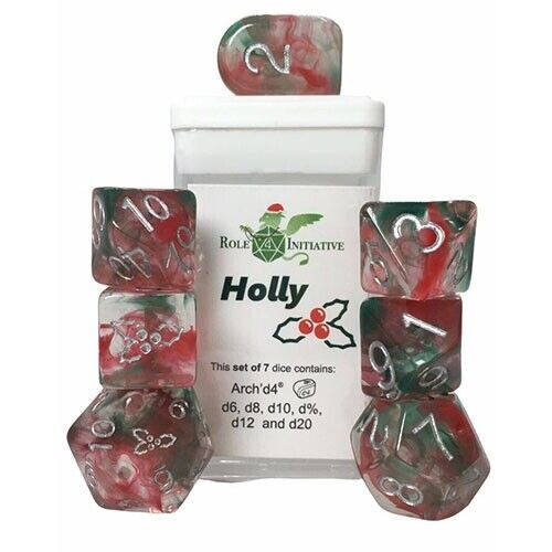 R4I Dice w/ Arch'd4: Diffusion - Holly (Holiday Dice Set)