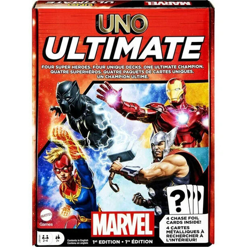 UNO Ultimate Marvel Card Game with 4 Character Decks & 4 Collectible Foil Cards