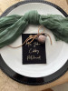 Table setting name card made from 10oz black canvas fabric