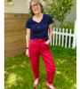 Red Cotton Duck Canvas Pants made from big duck canvas fabric