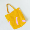 Handmade and printed tote bag on 10oz yellow cotton canvas fabric
