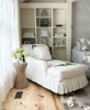 Organic Cotton Slipcovers Made from 10oz Natural Canvas Fabric
Living-room décor featuring neutral organic cotton slipcovers and pillows.
