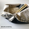 yarn basket crafted from 10oz natural cotton canvas fabric with print