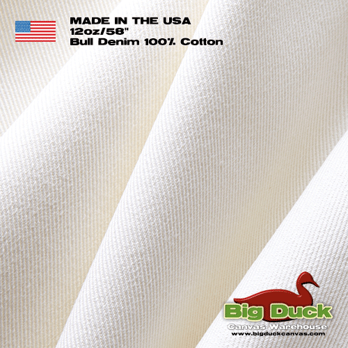 Made in the USA 12oz Cotton Bull Denim Fabric Wholesale White