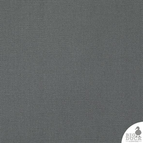 Close-up macro of Charcoal Grey cotton duck texture — even plainweave surface with soft matte finish.