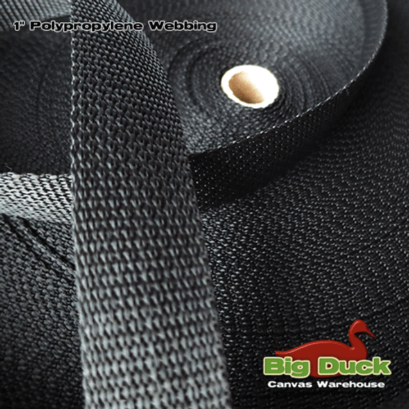 1" Black Polypropylene Lightweight Outdoor Webbing